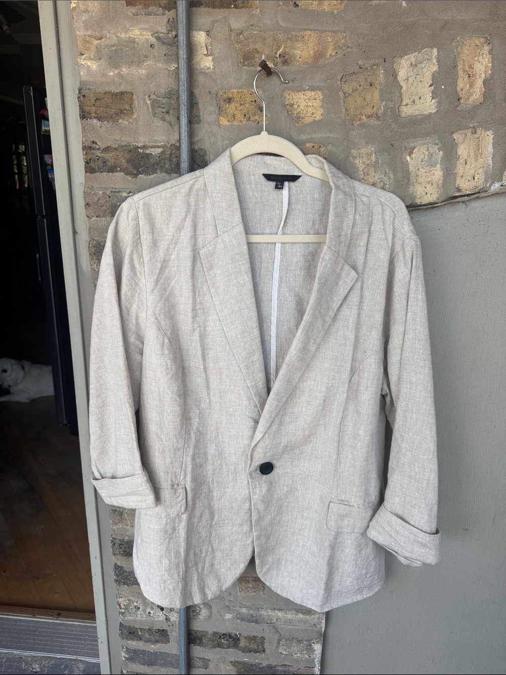 Relaxed Linen-Blend Blazer in Light Beige - Unbranded